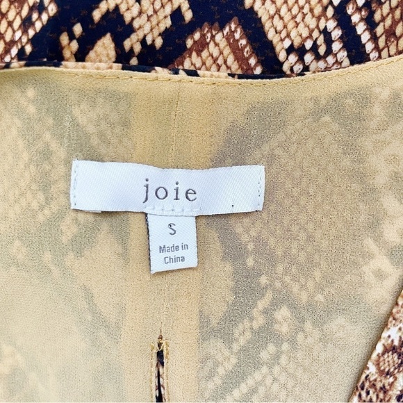 Joie Bethwyn Snakeskin Print Wrap Mini Dress in Fading Sun Brown, Size Small - Picture 4 of 14